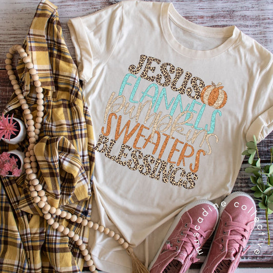 Jesus Flannels Pumpkins Sweaters Blessings Shirt