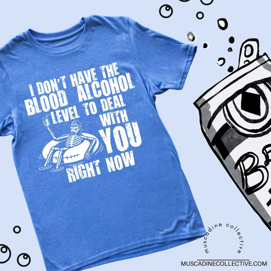 Looking for a shirt to wear while you float down the river with a drink in your hand unwinding from a day of aggravation? Look no further than our I Don't Have The Blood Alcohol Level To Deal With You Right Now Shirt! This shirt is made of a 3.6 oz polyester/combed ringspun blend and USA cotton, and is heat-set to minimize shrinkage. It also features a ribbed crewneck collar for a comfortable fit. So buy now and be ready to float on the river and drink in style!