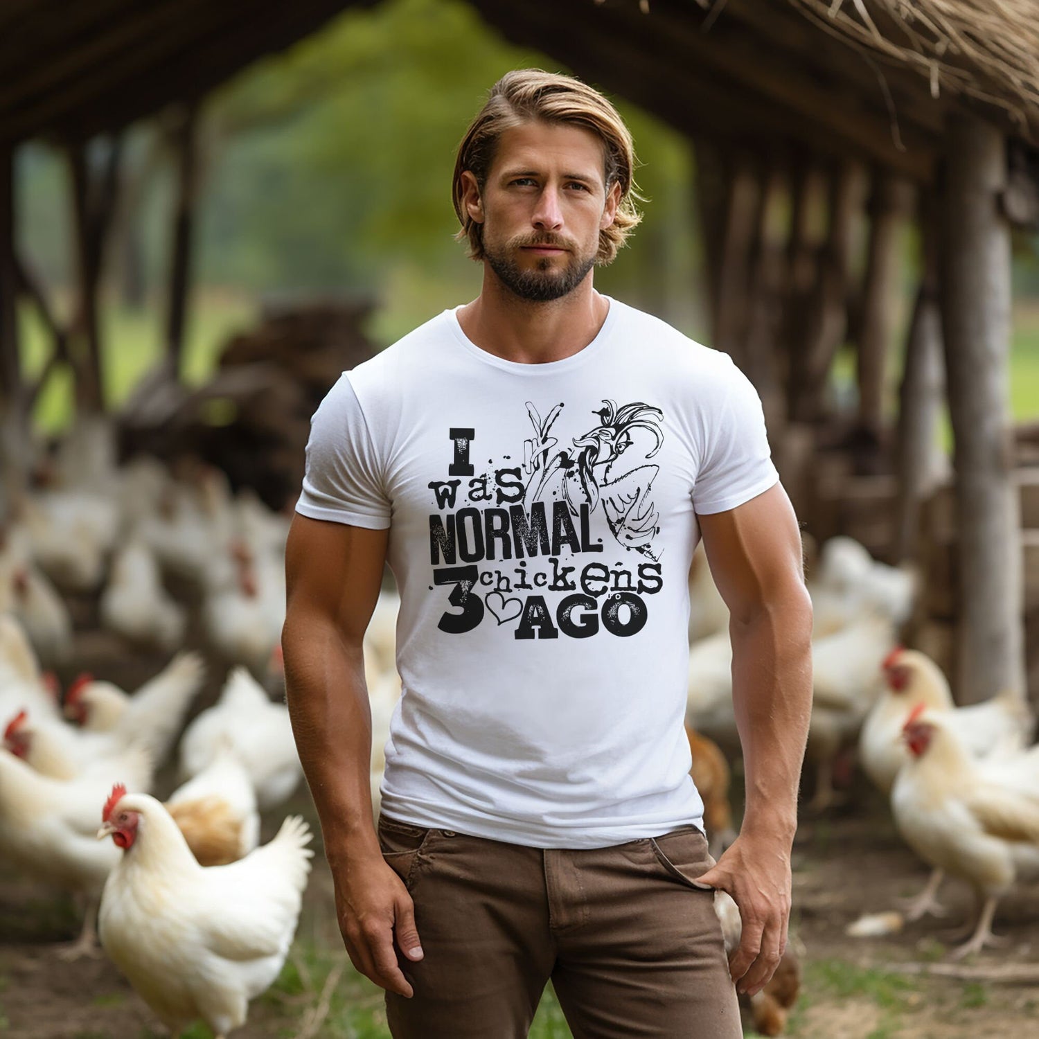 Funny Chicken Shirt, I Was Normal 3 Chickens Ago, Farm Cute, Unisex Shirt, Backyard Chickens, Crazy Chicken Lady, Chicken Lover Shirt