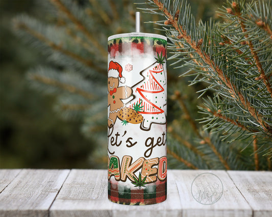 20oz Let's Get Baked Weed Tumbler, Funny Christmas Tumbler With Lid and Straw, Funny Gifts, Gingerbread, Christmas Gift For Smoker