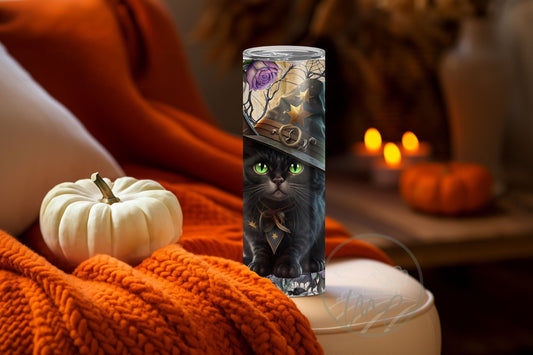 Spooky Black Cat Halloween Tumbler