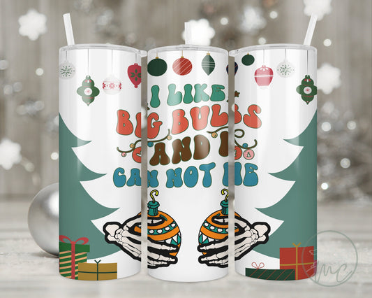 20oz Funny Christmas Tumbler With Lid and Straw, I Like Big Bulbs And I Cannot Lie, Funny Gifts, Coffee Tumbler, Christmas Parody