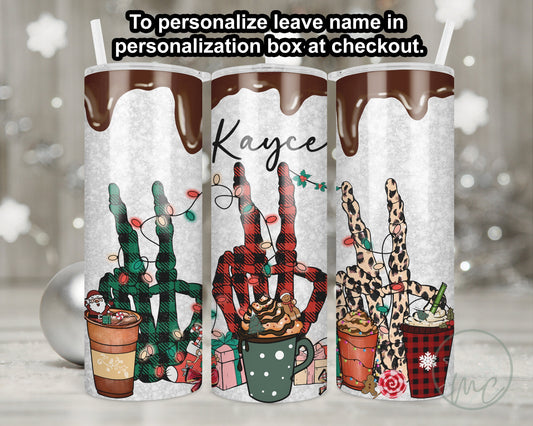 20oz Personalized Tumbler With Lid and Straw, Skeleton Christmas Tumbler, Best Friend Gift, Holiday Mug Gift, Gift for Female, Fun Gift