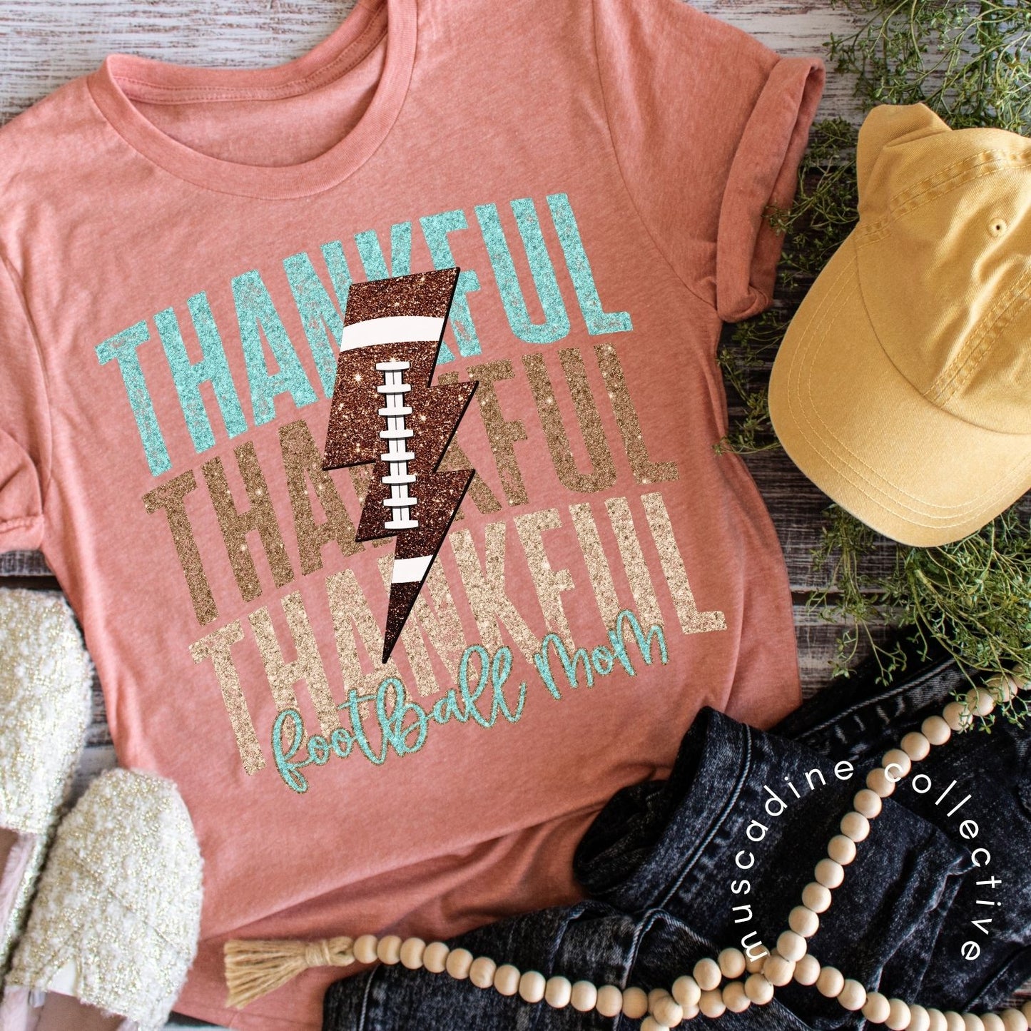 Thankful Thankful Thankful Football Mom Shirt