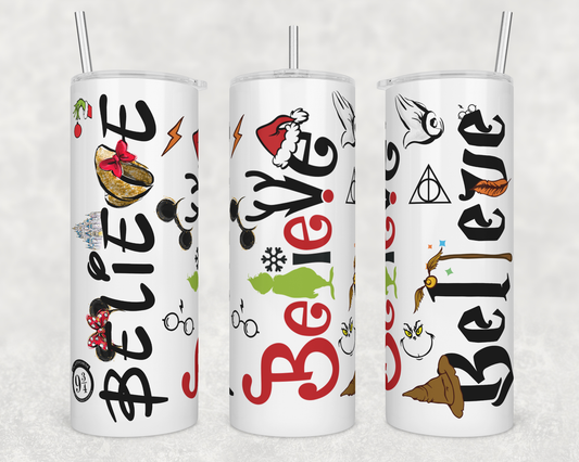 Believe Characters Tumbler- 20oz Straight Skinny