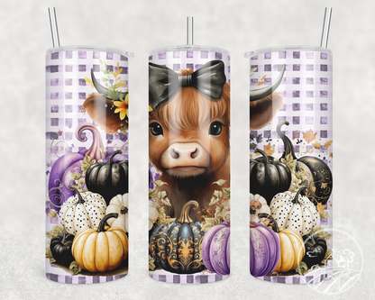 Fall/Halloween Animals 20oz Stainless Steel Tumblers, Halloween Cat, Halloween Cow