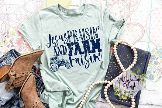 Jesus Praising and Farm Raisin' Shirt Unisex Fine Jersey Knit