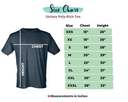 Size Chart For Unisex Poly-Rich Shirt, Tultex 241