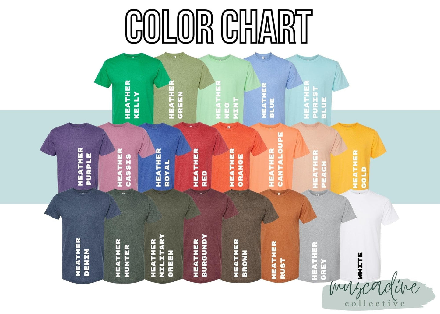 Muscadine Collective Poly Rich Shirt Color Chart