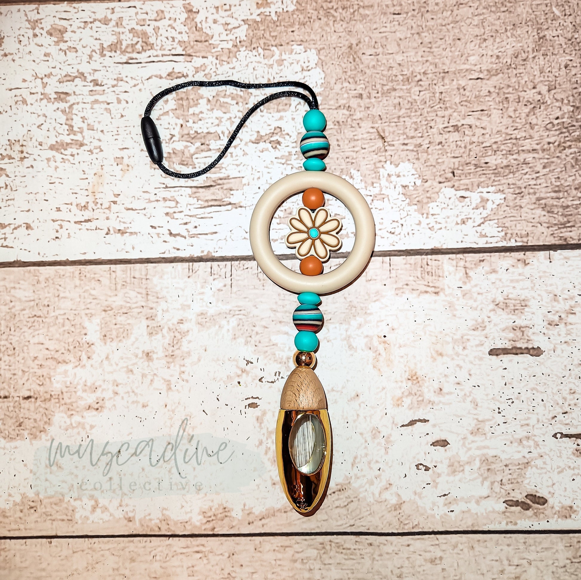 Boho Floral Rear View Mirror Charm, Hanging Car Diffuser, Beaded Car Diffuser, Fragrance Diffuser, Car Air Freshener, Just Add Oils