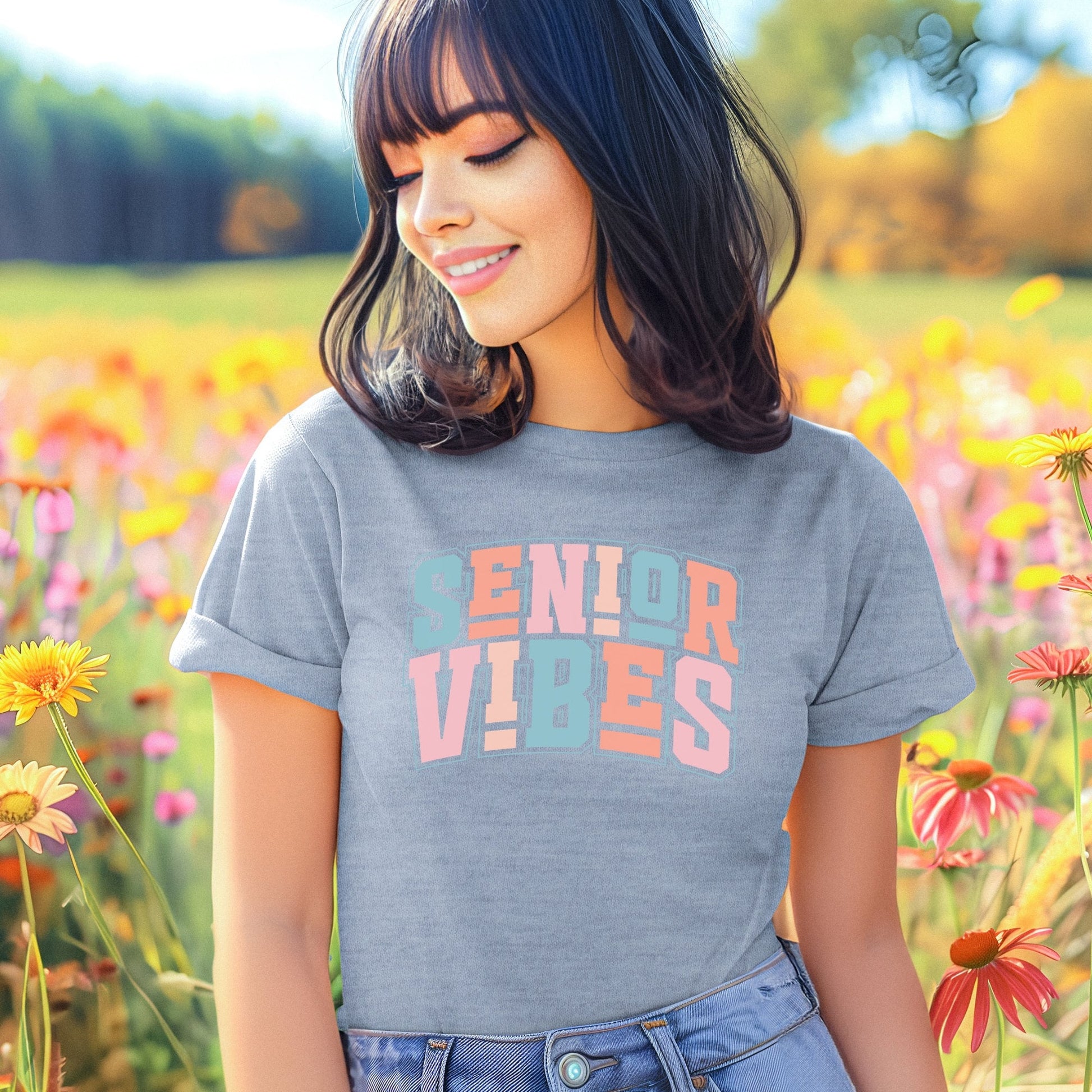 Pastel Senior Vibes T-Shirt, Shirt for Graduation, Senior Class of 2024, Graduation Shirt, High School Shirt, School Outfit, Senior Girl