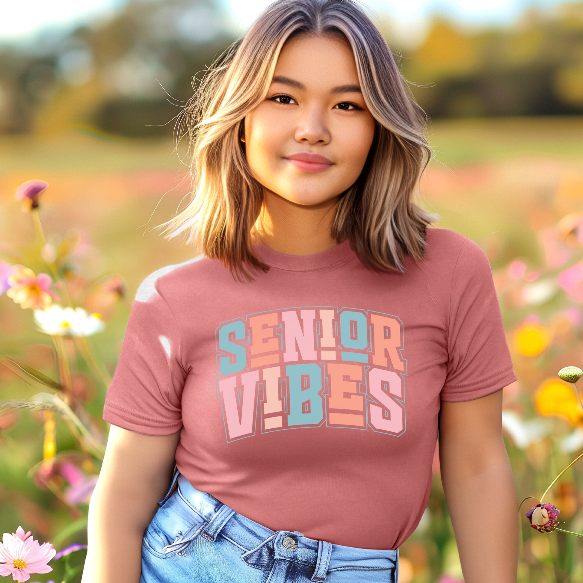 Pastel Senior Vibes T-Shirt, Shirt for Graduation, Senior Class of 2024, Graduation Shirt, High School Shirt, School Outfit, Senior Girl