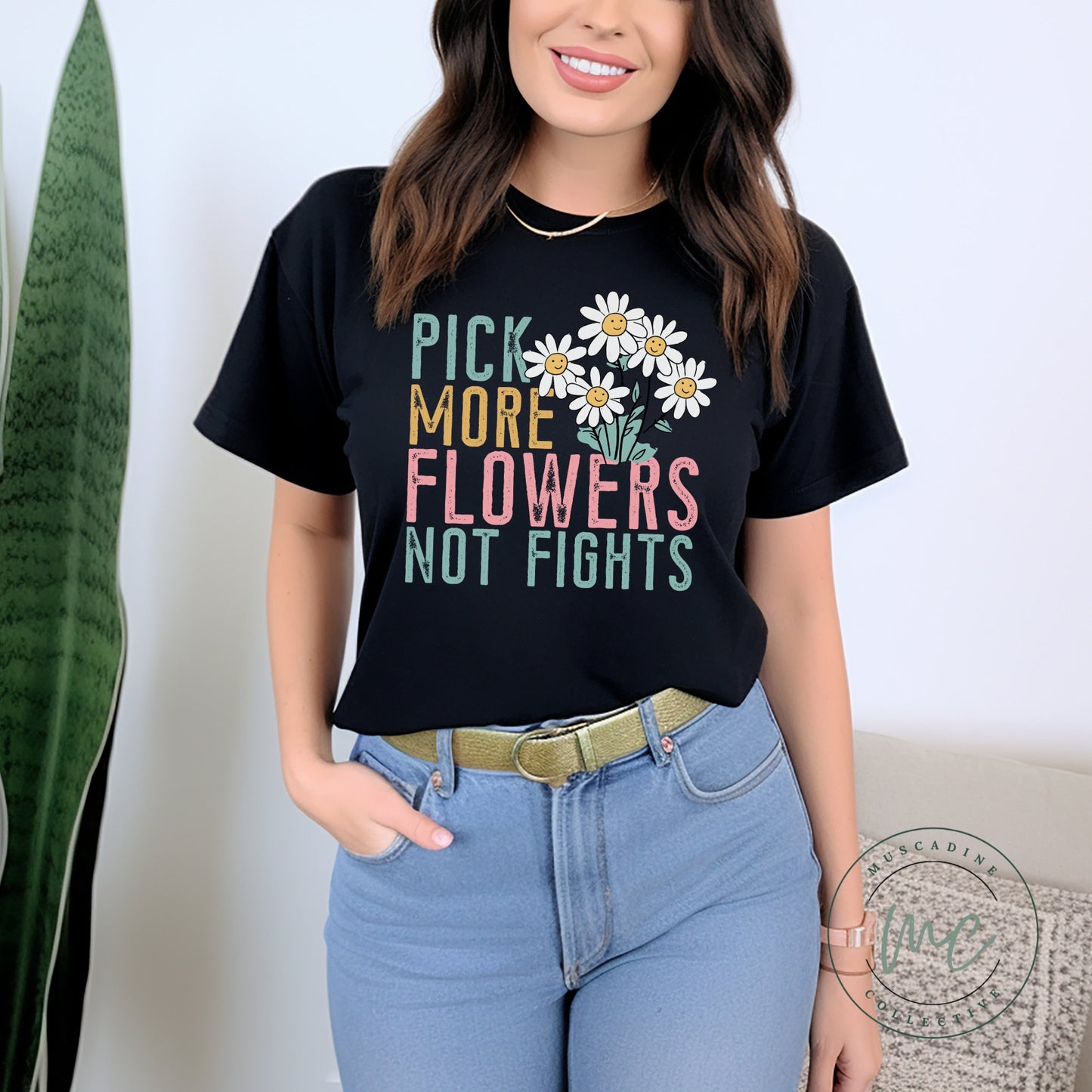 Pick Flowers Not Fights Shirt, Positive Shirt, Cute Boho Shirt, Spring Shirt For Women, Cute Be Kind Shirt, Kindness Shirt, Gift For Women