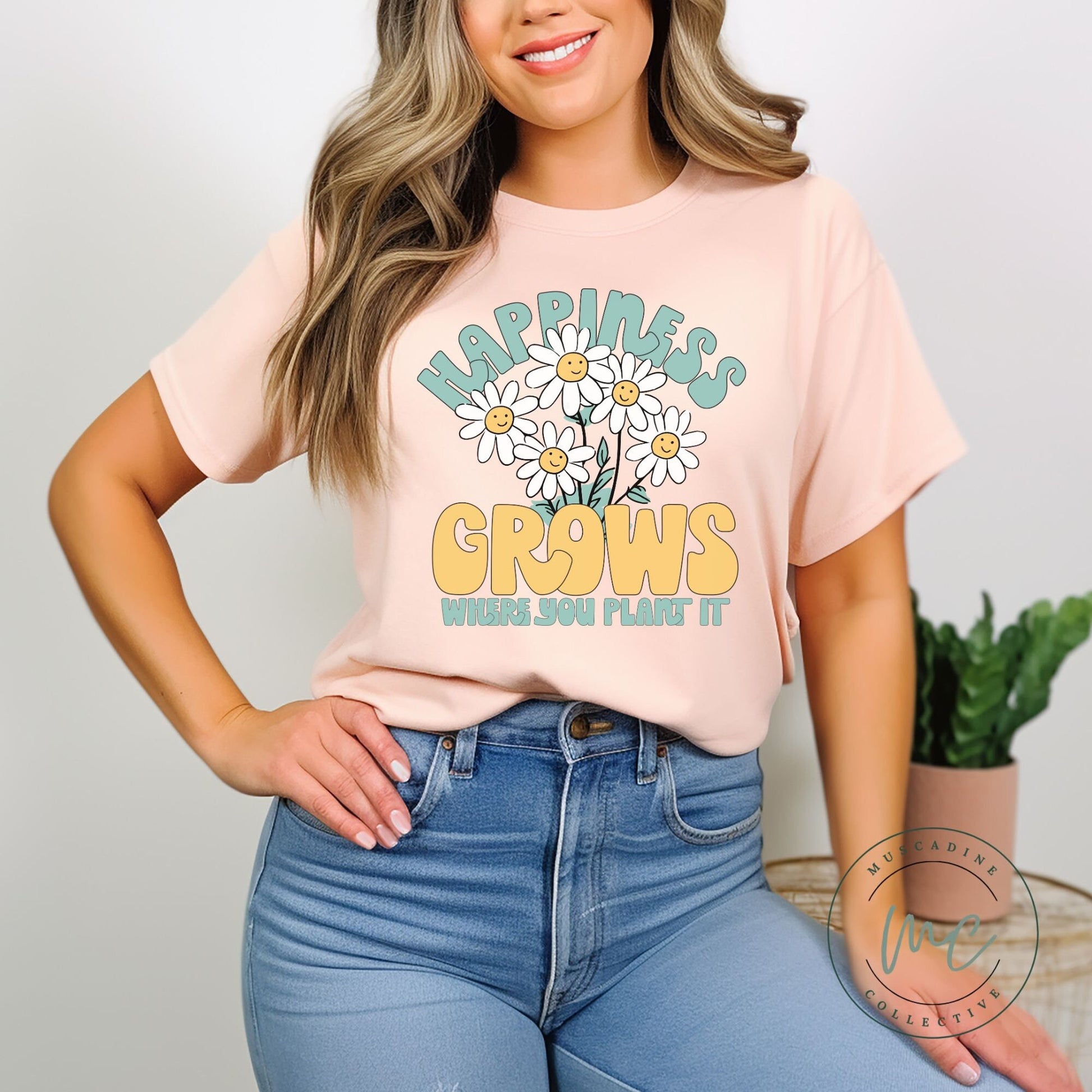 Happiness Grows Where You Plant It Shirt, Positive Shirt, Cute Boho Shirt, Spring Shirt For Women, Kindness Shirt, Gift For Women