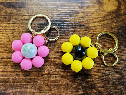 RTS Silicone Flower Keychain, Ready To Ship, Cute Flower Keychain, Flower Zipper Pull, Cute Gift For Mom, Leopard Flower, Camo Flower