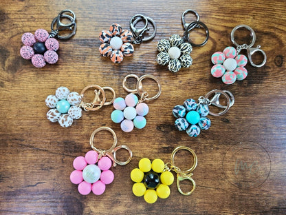 RTS Silicone Flower Keychain, Ready To Ship, Cute Flower Keychain, Flower Zipper Pull, Cute Gift For Mom, Leopard Flower, Camo Flower