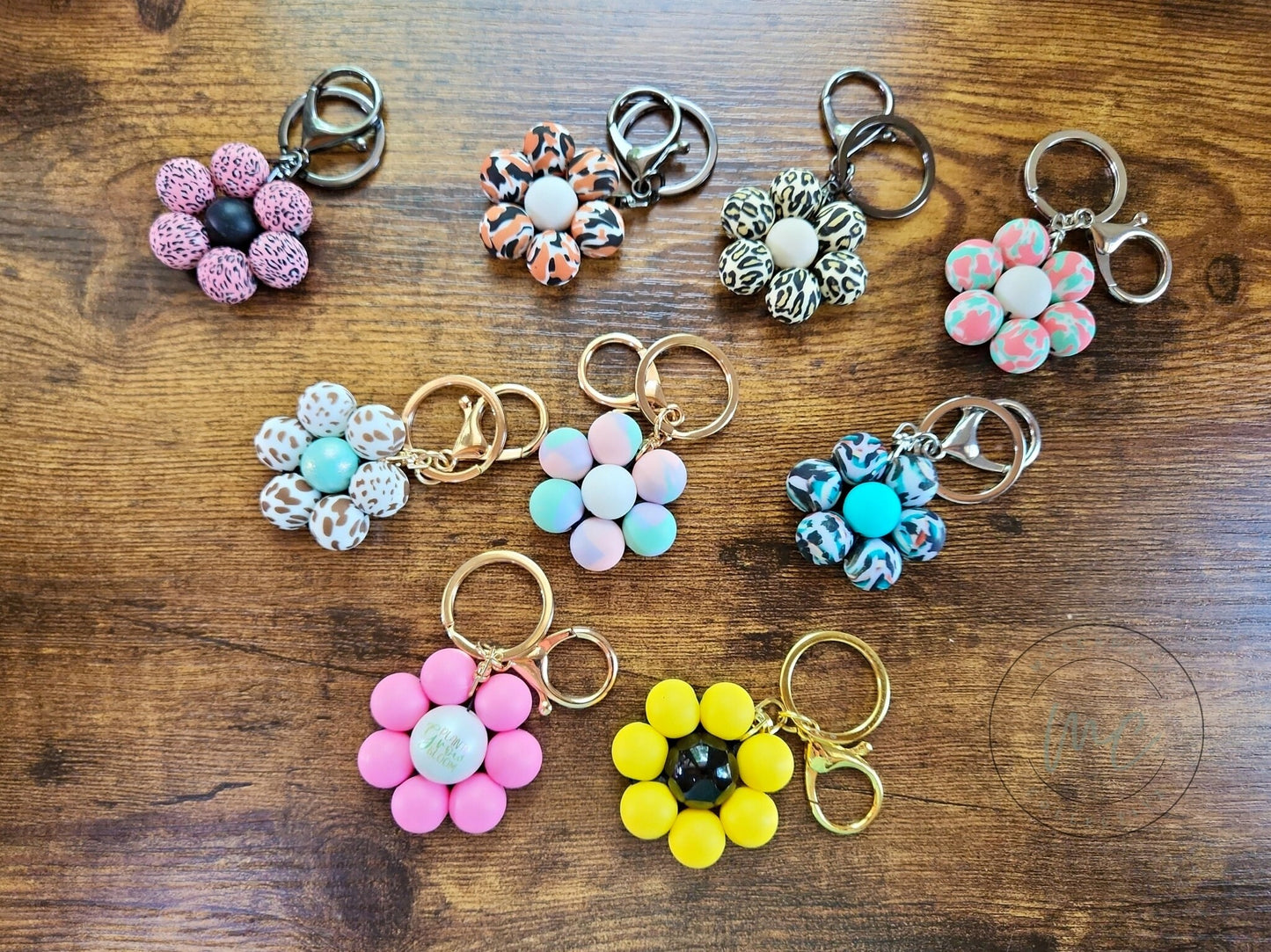 RTS Silicone Flower Keychain, Ready To Ship, Cute Flower Keychain, Flower Zipper Pull, Cute Gift For Mom, Leopard Flower, Camo Flower