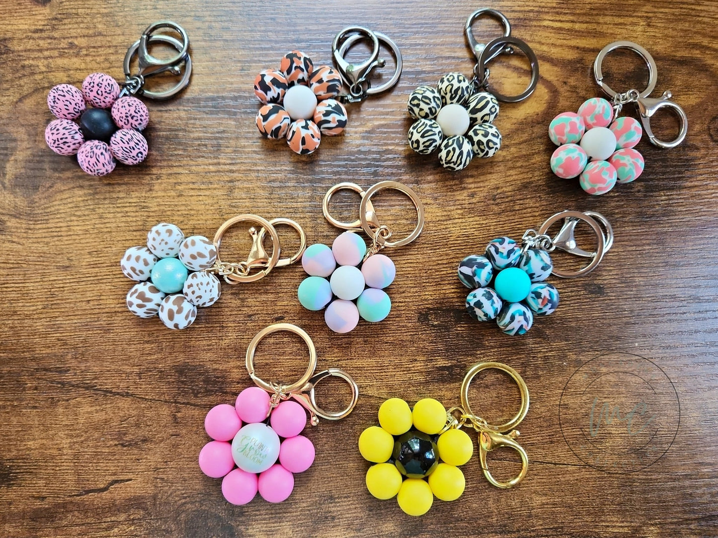 RTS Silicone Flower Keychain, Ready To Ship, Cute Flower Keychain, Flower Zipper Pull, Cute Gift For Mom, Leopard Flower, Camo Flower