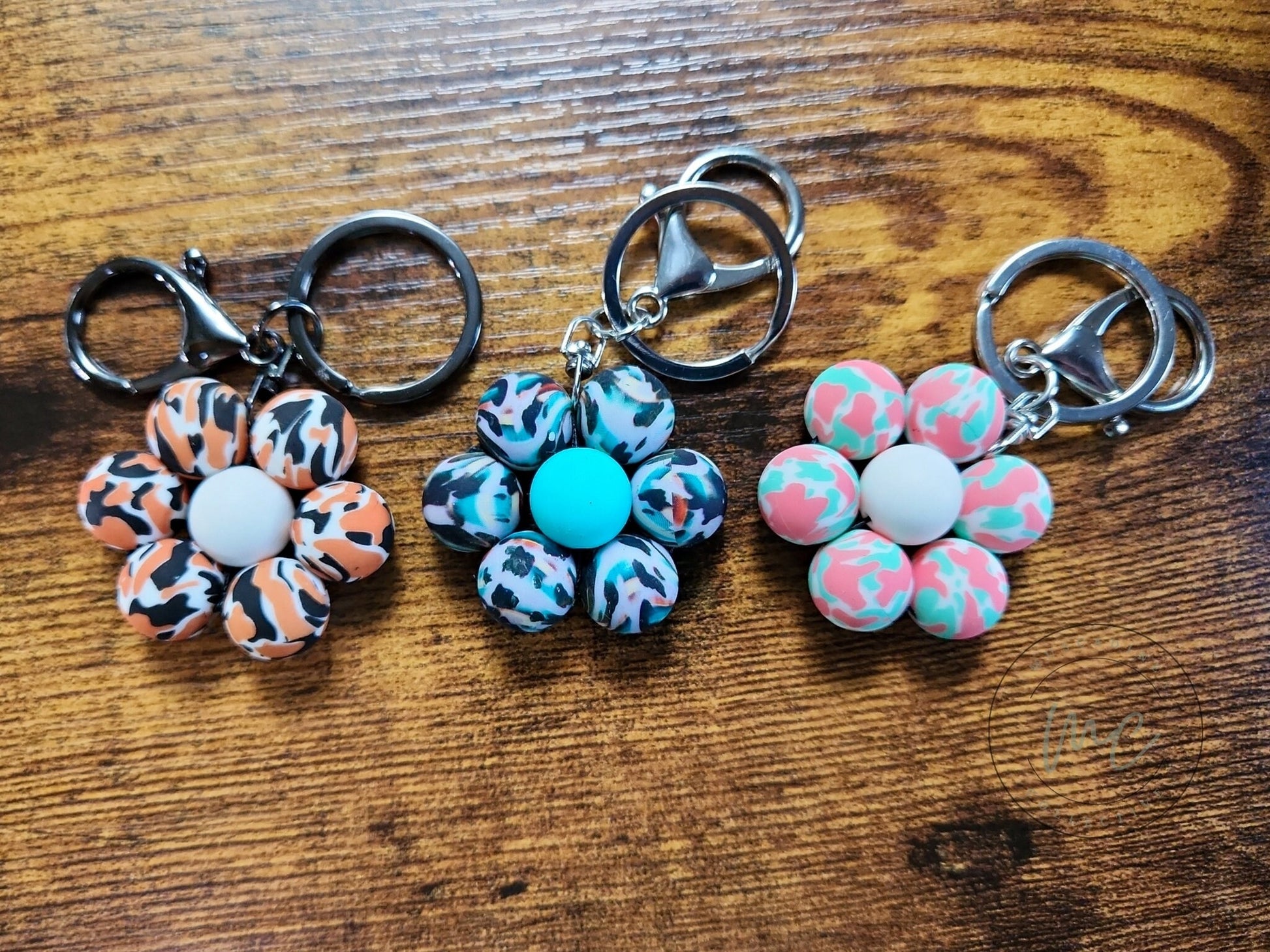 RTS Silicone Flower Keychain, Ready To Ship, Cute Flower Keychain, Flower Zipper Pull, Cute Gift For Mom, Leopard Flower, Camo Flower