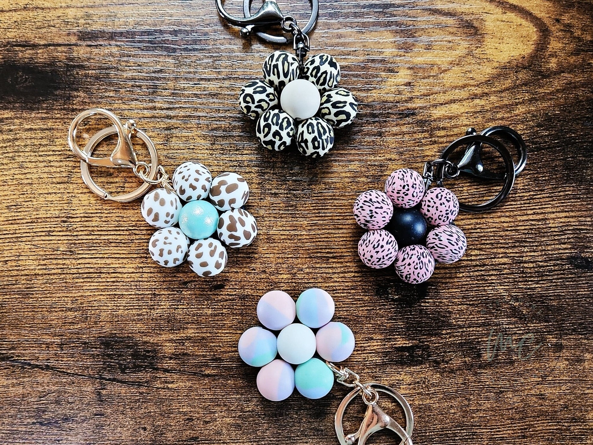 RTS Silicone Flower Keychain, Ready To Ship, Cute Flower Keychain, Flower Zipper Pull, Cute Gift For Mom, Leopard Flower, Camo Flower