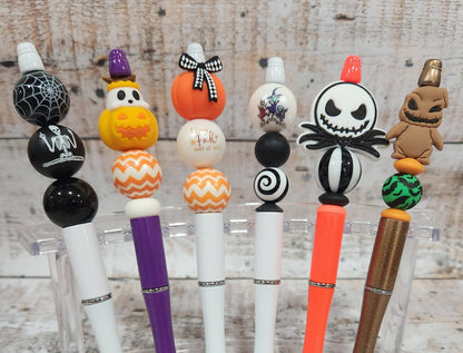 halloween pen, ballpoint pen, cute halloween pen, skeleton pen, pumpkin pen, ballpoint pen, beaded pen, jack pen