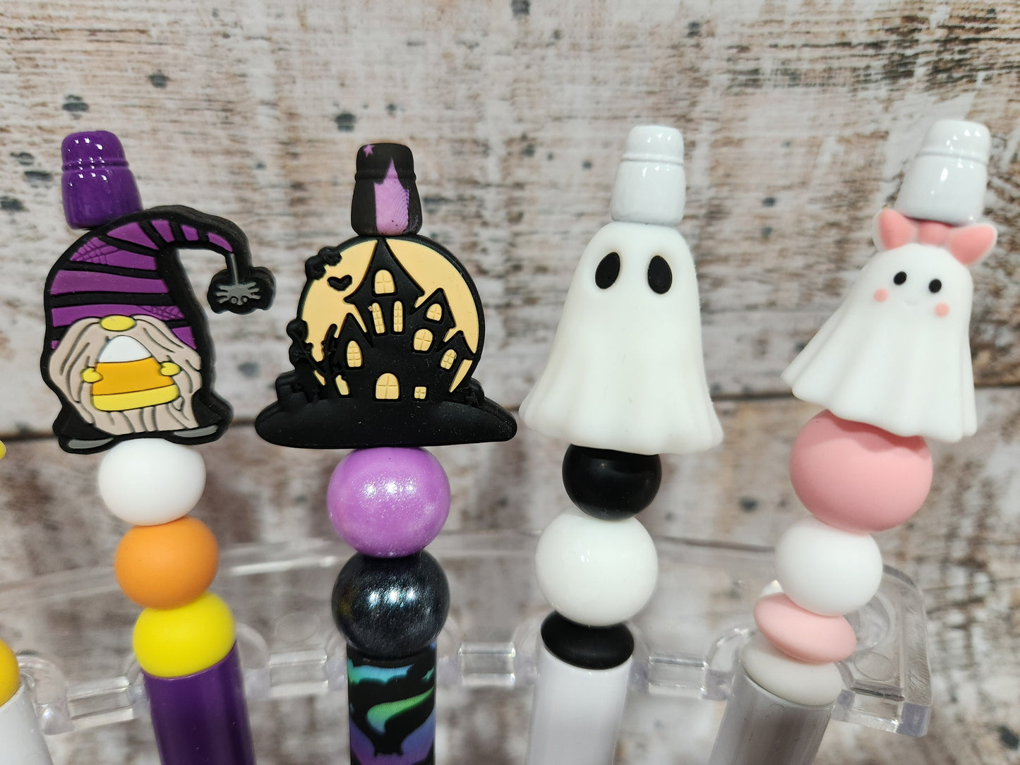 Beaded Halloween Pen, Journaling, Scrapbooking, Glow In The Dark Ghost, Candy Corn, Refillable Ink Pen, Office Pens, Cute Pen, Spooky Season