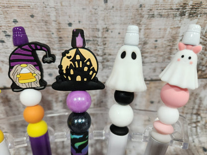 Beaded Halloween Pen, Journaling, Scrapbooking, Glow In The Dark Ghost, Candy Corn, Refillable Ink Pen, Office Pens, Cute Pen, Spooky Season