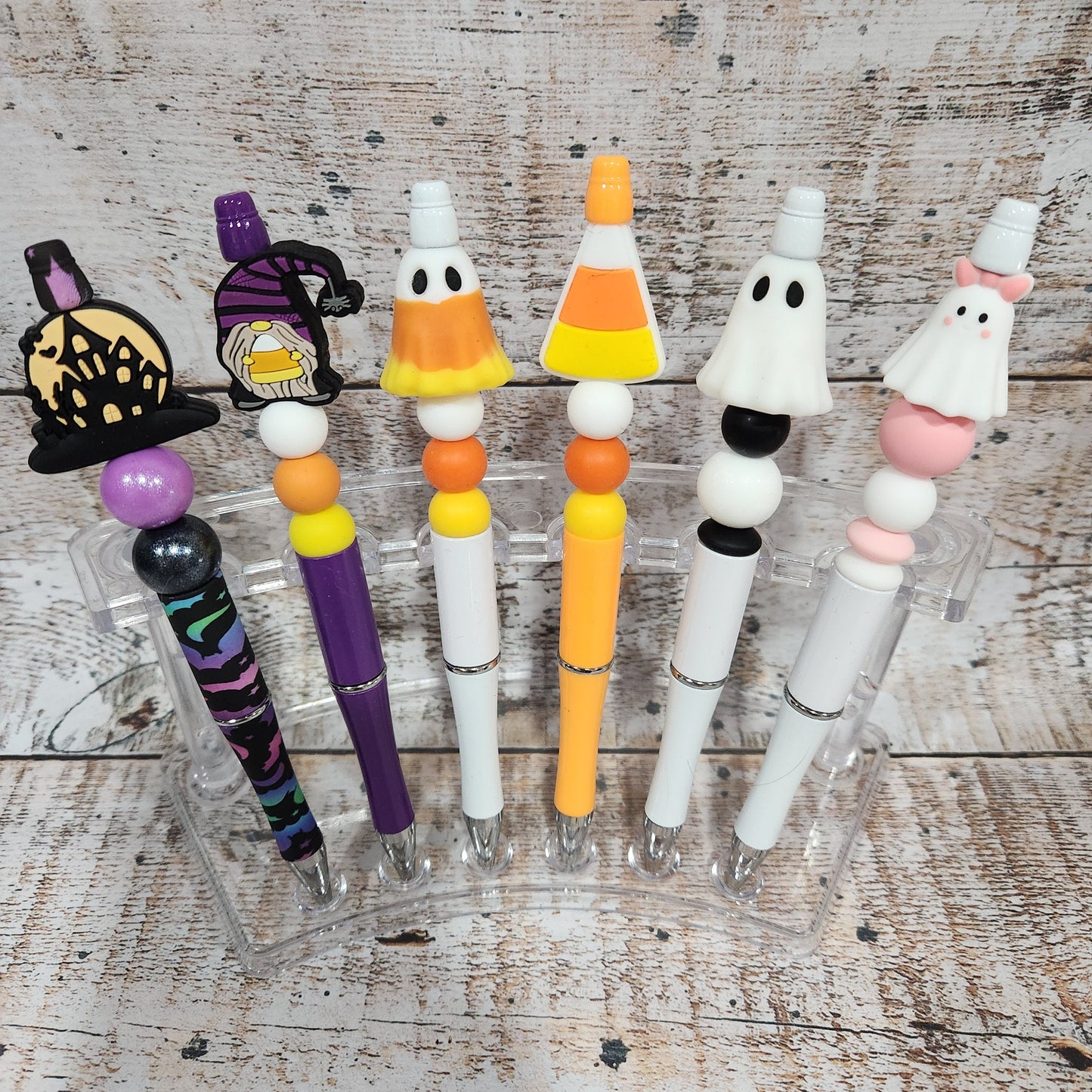 Beaded Halloween Pen, Journaling, Scrapbooking, Glow In The Dark Ghost, Candy Corn, Refillable Ink Pen, Office Pens, Cute Pen, Spooky Season