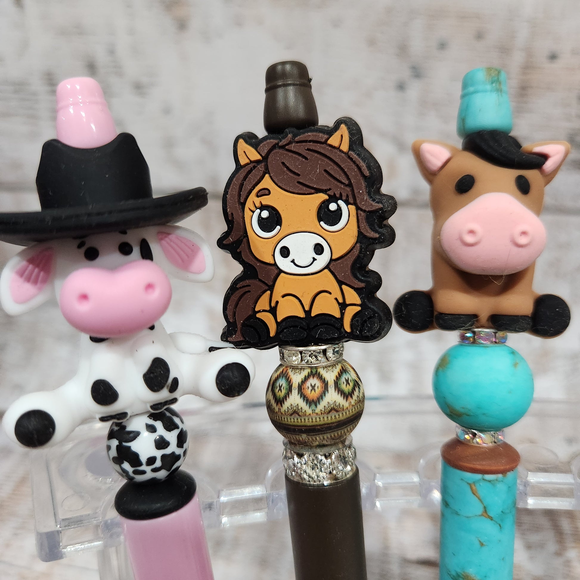 Farm Animals Beaded Pen, Journaling, Scrapbooking, Fun Pen, Horse Gifts, Cow, Cowboy Hat, Refillable Pen, Mechanical Pencil, Farmer Gift