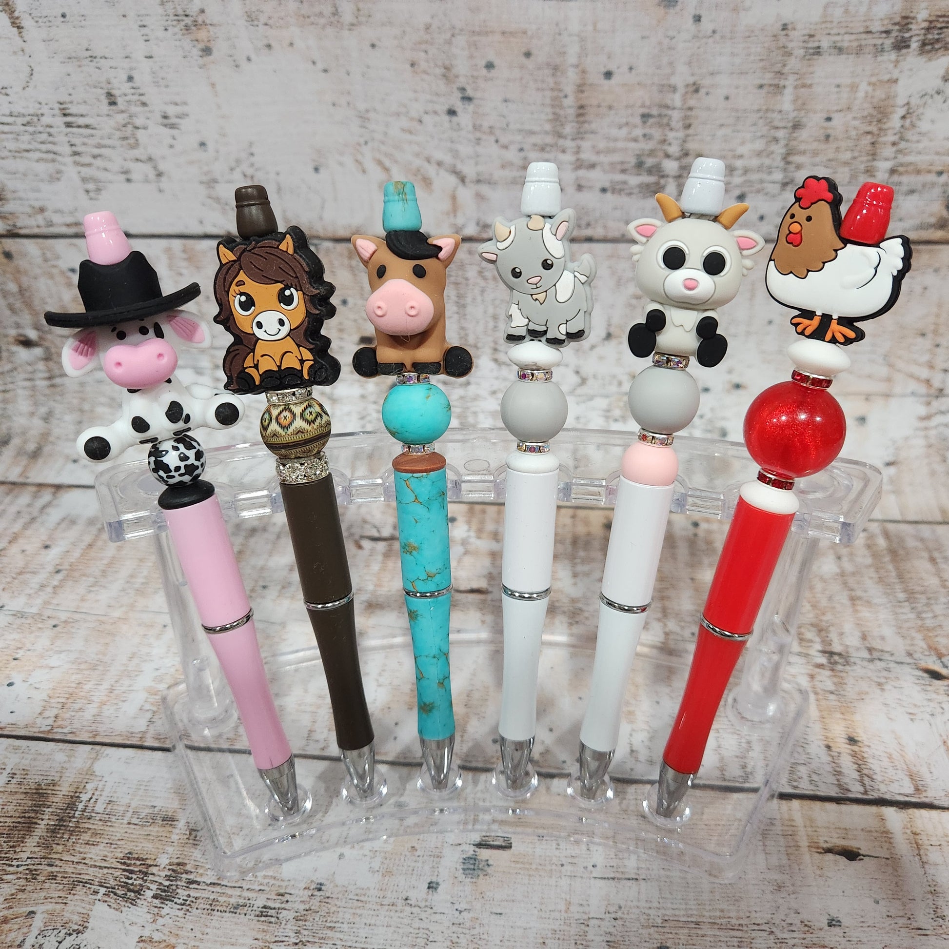 Farm Animals Beaded Pen, Journaling, Scrapbooking, Fun Pen, Horse Gifts, Cow, Cowboy Hat, Refillable Pen, Mechanical Pencil, Farmer Gift