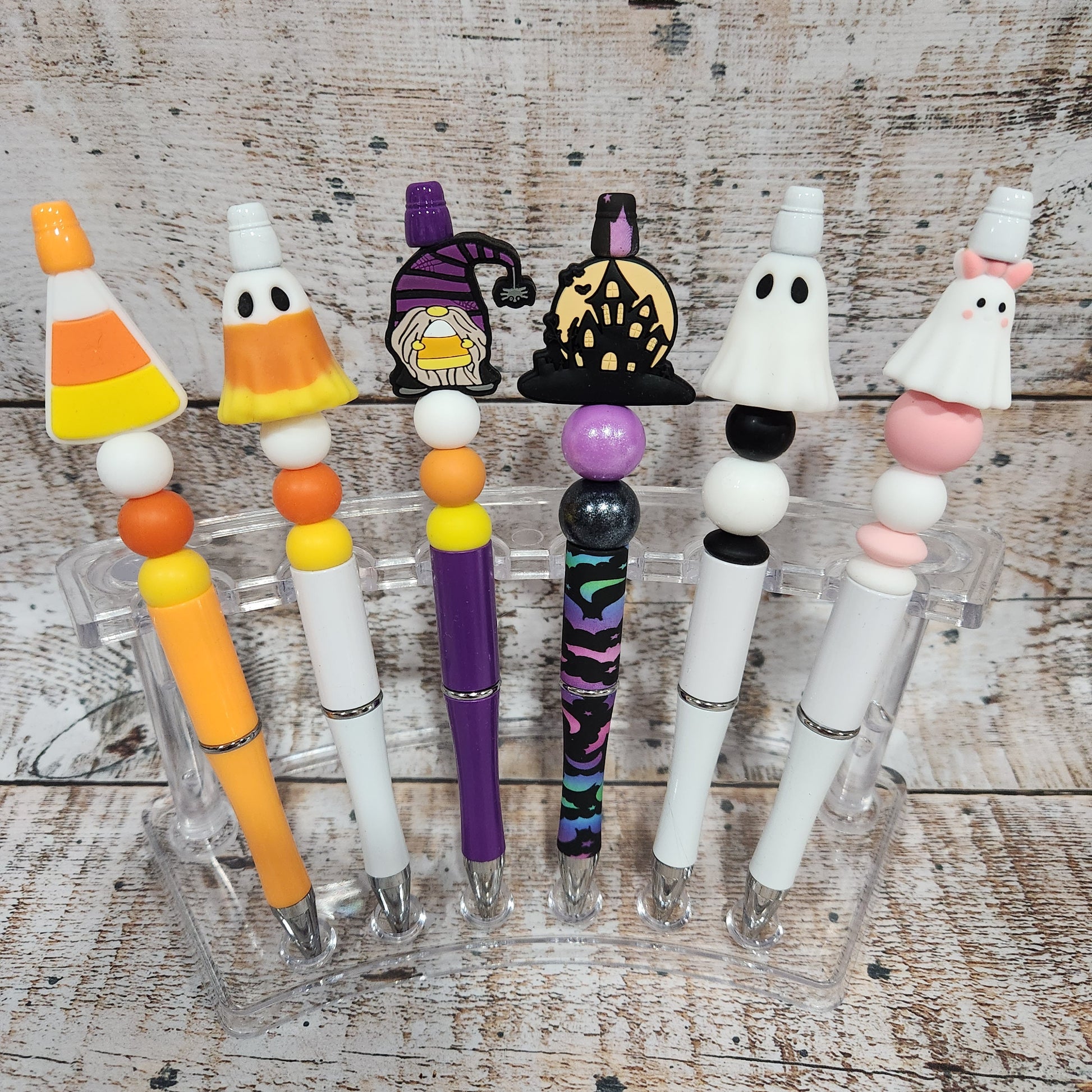 Beaded Halloween Pen, Journaling, Scrapbooking, Glow In The Dark Ghost, Candy Corn, Refillable Ink Pen, Office Pens, Cute Pen, Spooky Season