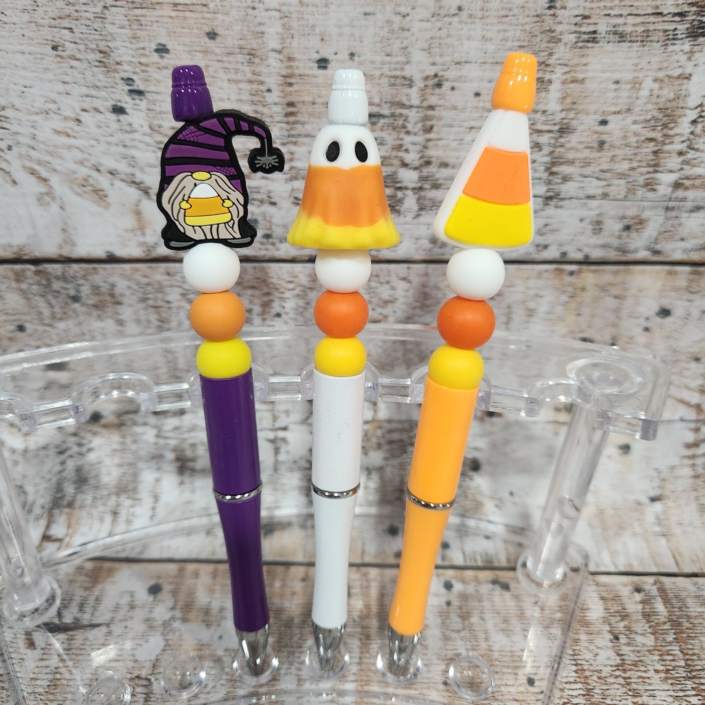 Beaded Halloween Pen, Journaling, Scrapbooking, Glow In The Dark Ghost, Candy Corn, Refillable Ink Pen, Office Pens, Cute Pen, Spooky Season