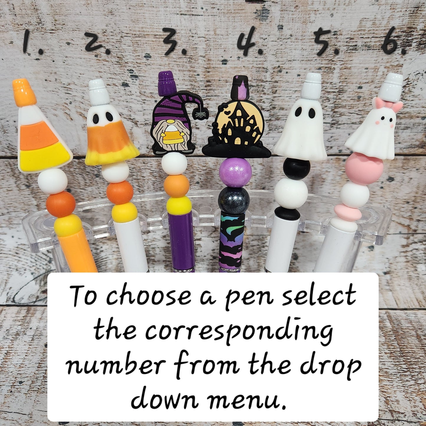 Beaded Halloween Pen, Journaling, Scrapbooking, Glow In The Dark Ghost, Candy Corn, Refillable Ink Pen, Office Pens, Cute Pen, Spooky Season