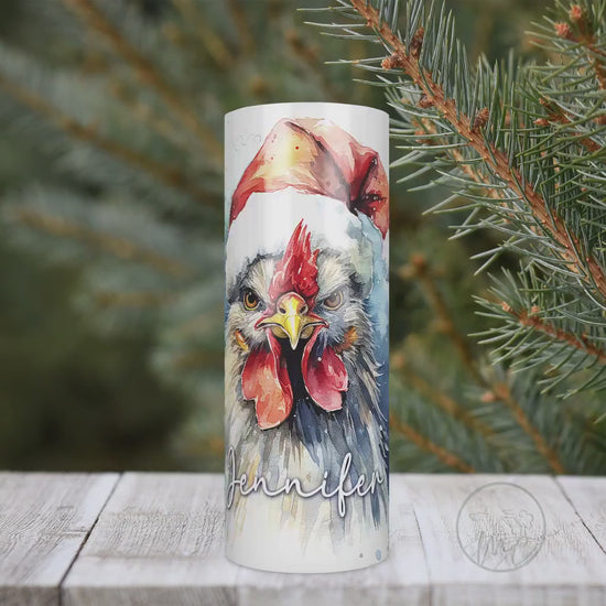 Christmas Chicken, Chicken Tumbler With Straw, Chicken Mug, 20oz Coffee Tumbler, Farm Gift, Chicken Lover Gift, Rooster, Homestead Gift