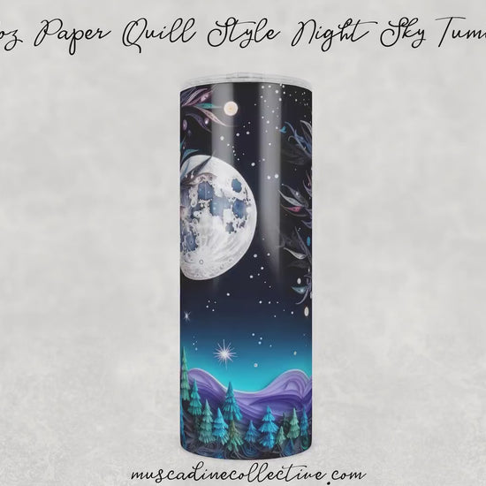 Paper Quill Night Sky Tumbler, Camping Tumbler, 20oz  Skinny Tumbler, Cottagecore, Vacation Tumbler, Stainless Steel, Outdoorsy Gifts