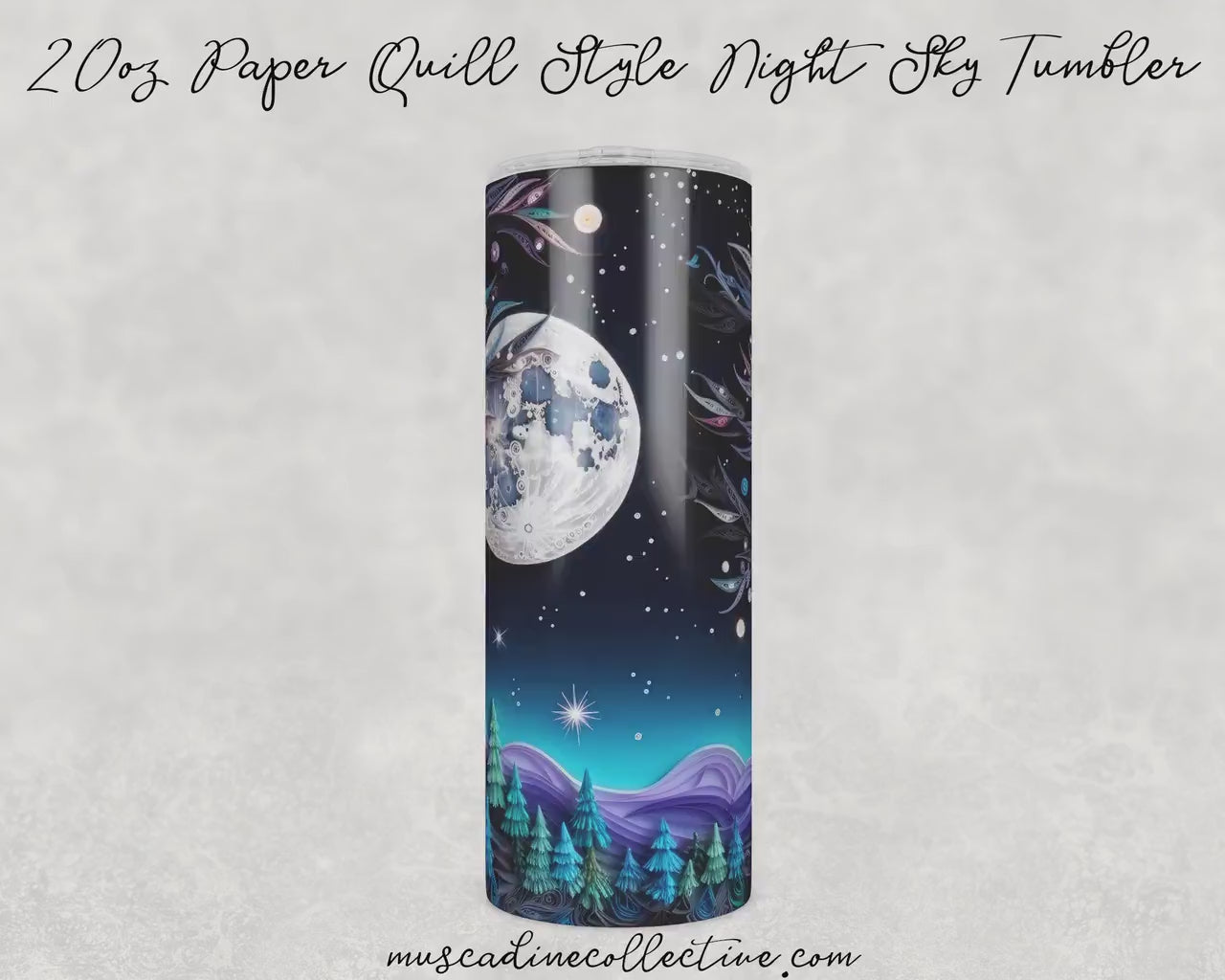 Paper Quill Night Sky Tumbler, Camping Tumbler, 20oz  Skinny Tumbler, Cottagecore, Vacation Tumbler, Stainless Steel, Outdoorsy Gifts