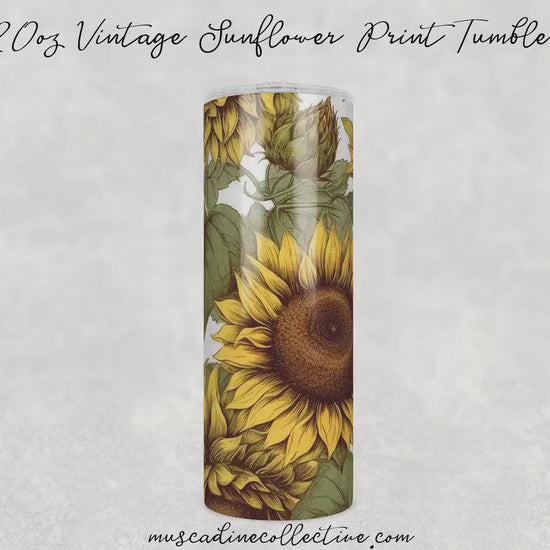 Vintage Sunflower 20oz Tumbler, Cottagecore Floral Coffee Tumbler, Mother's Day Gift, Sunflowers Gift, Florist Gift, Summer Flowers