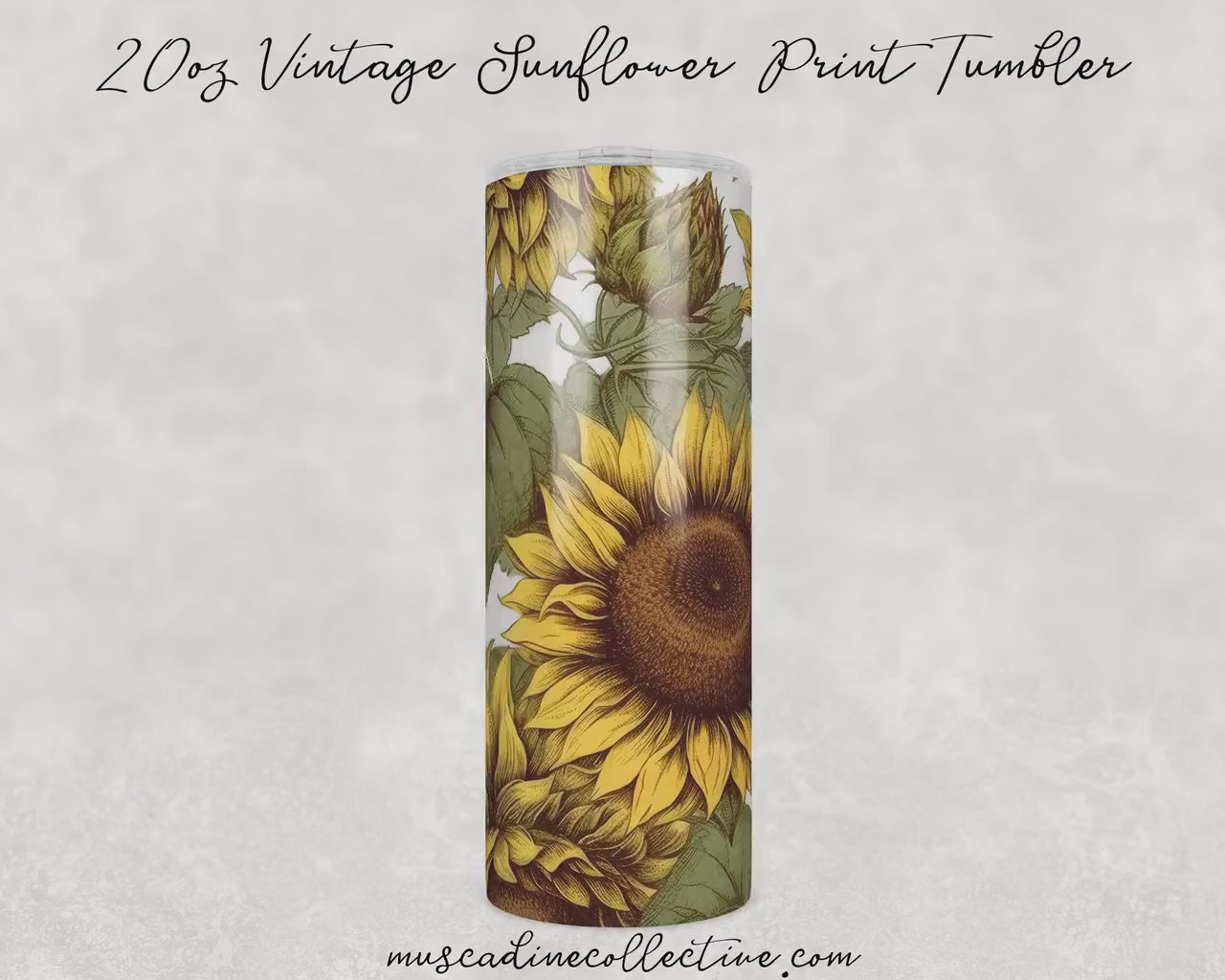 Vintage Sunflower 20oz Tumbler, Cottagecore Floral Coffee Tumbler, Mother's Day Gift, Sunflowers Gift, Florist Gift, Summer Flowers