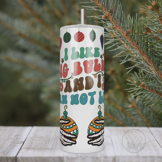 20oz Funny Christmas Tumbler With Lid and Straw, I Like Big Bulbs And I Cannot Lie, Funny Gifts, Coffee Tumbler, Christmas Parody