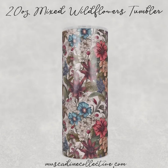 Vintage Mixed Wildflowers, Floral 20oz Tumbler, Cottagecore Floral Coffee Tumbler, Mother's Day Gift, Spring Flowers, Florist Gift