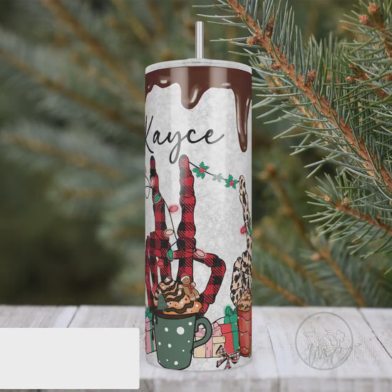 20oz Personalized Tumbler With Lid and Straw, Skeleton Christmas Tumbler, Best Friend Gift, Holiday Mug Gift, Gift for Female, Fun Gift