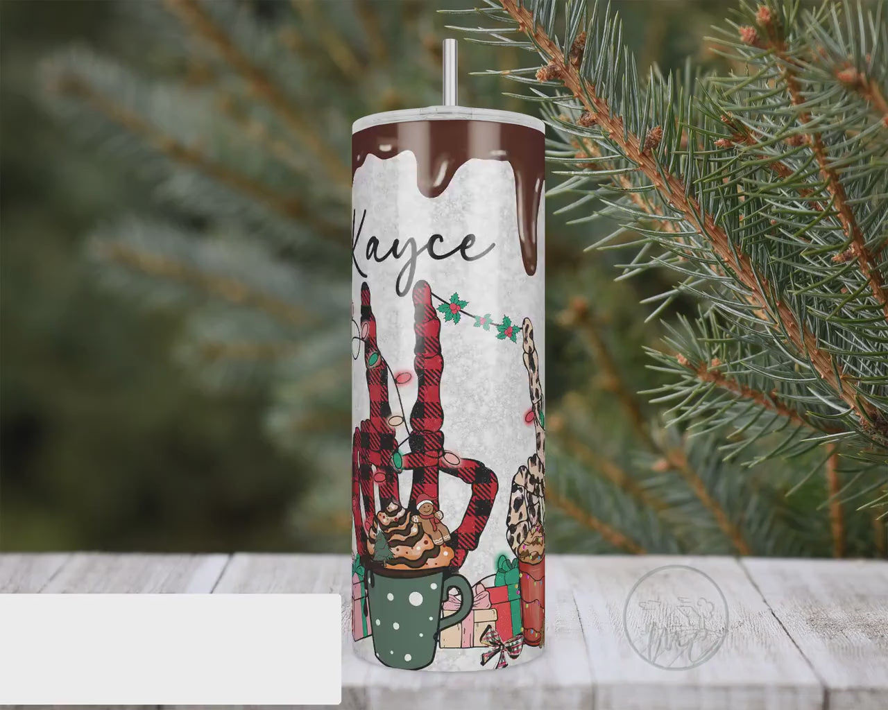 20oz Personalized Tumbler With Lid and Straw, Skeleton Christmas Tumbler, Best Friend Gift, Holiday Mug Gift, Gift for Female, Fun Gift