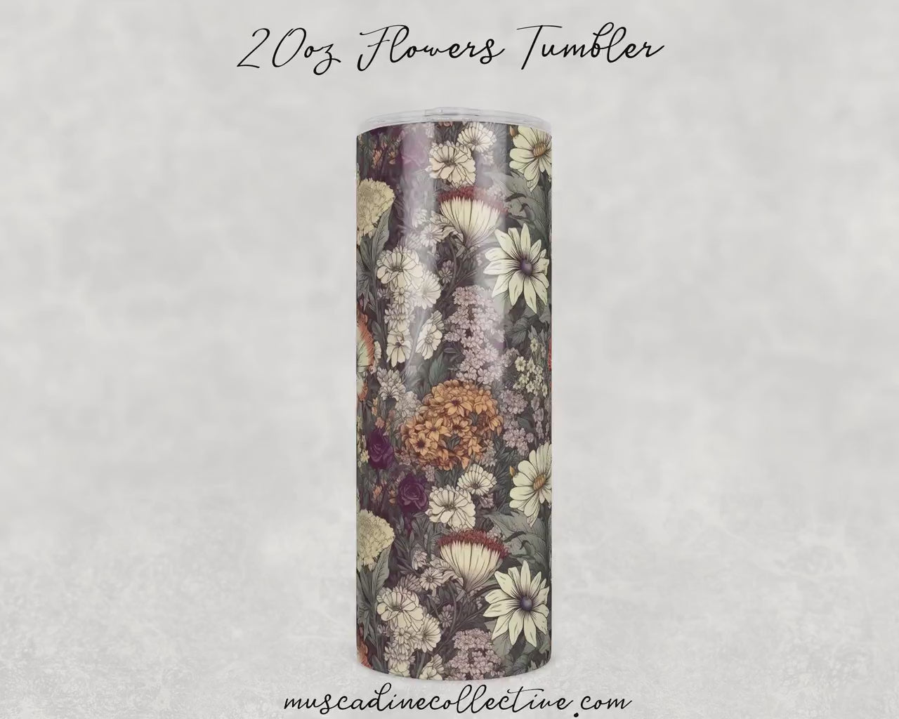 Vintage Wildflowers, Sepia Floral 20oz Tumbler, Cottagecore Floral Coffee Tumbler, Mother's Day Gift, Spring Flowers, Florist Gift