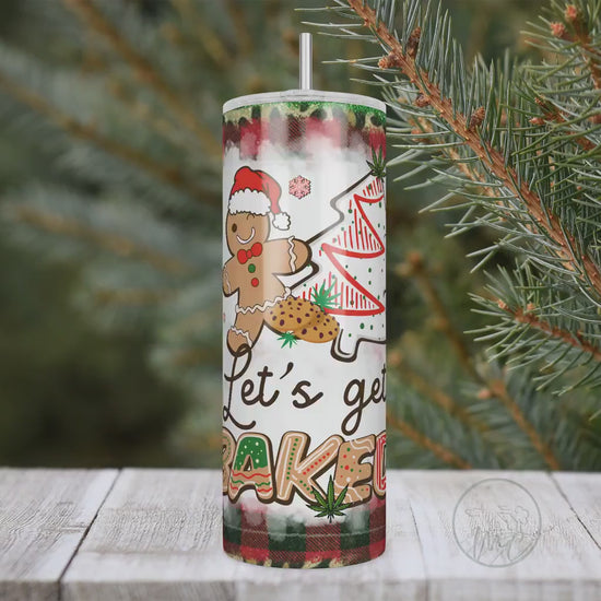 20oz Let's Get Baked Weed Tumbler, Funny Christmas Tumbler With Lid and Straw, Funny Gifts, Gingerbread, Christmas Gift For Smoker