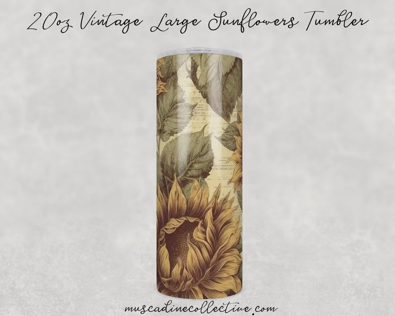 Vintage Large Sunflowers Floral 20oz Tumbler, Cottagecore Floral Coffee Tumbler, Mother's Day Gift, Sunflowers Gift, Florist Gift, Summer