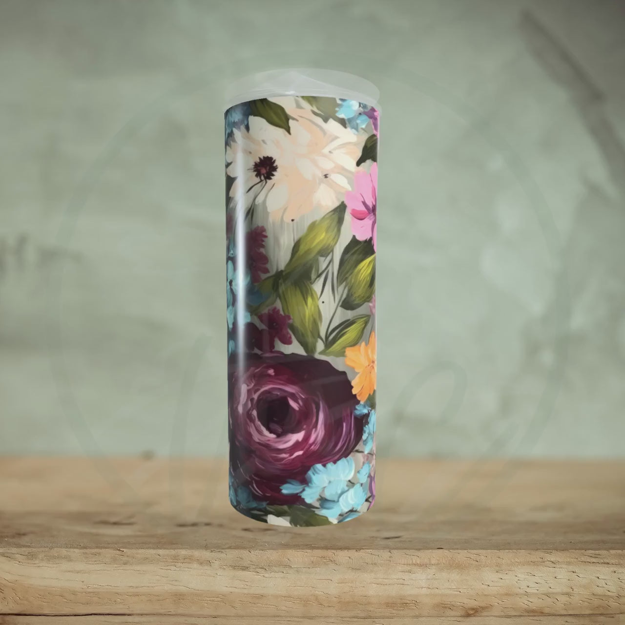 Vintage Flowers 20oz Tumbler, Straight, Skinny, Mother's Day Gift, Shimmer Tumbler, Hot or Cold Drinks, Sublimated Printed Coffee Tumbler