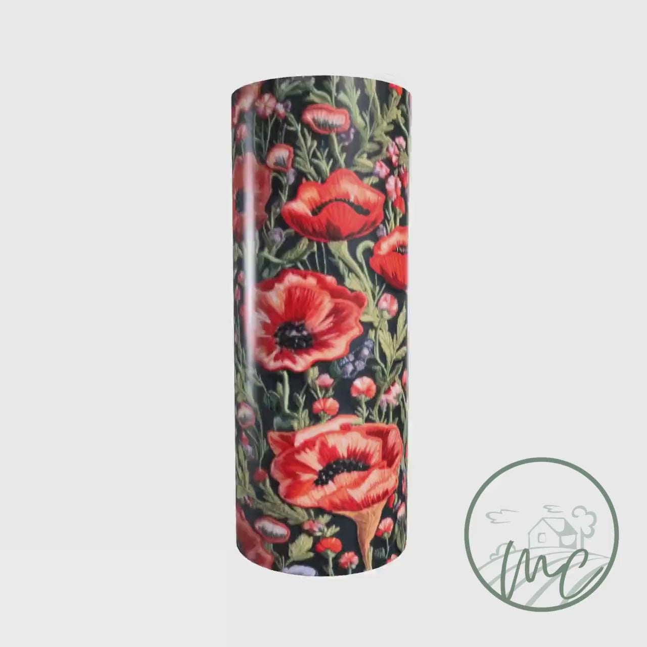 Embroidered Wildflower 20oz Tumbler, Small Red Poppies, Cottagecore Coffee Tumbler, Mother's Day Gift, Spring Tumbler, Gift For Embroiderer