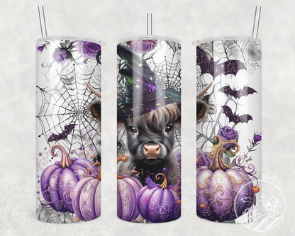 Fall/Halloween Animals 20oz Stainless Steel Tumblers, Halloween Cat, Halloween Cow