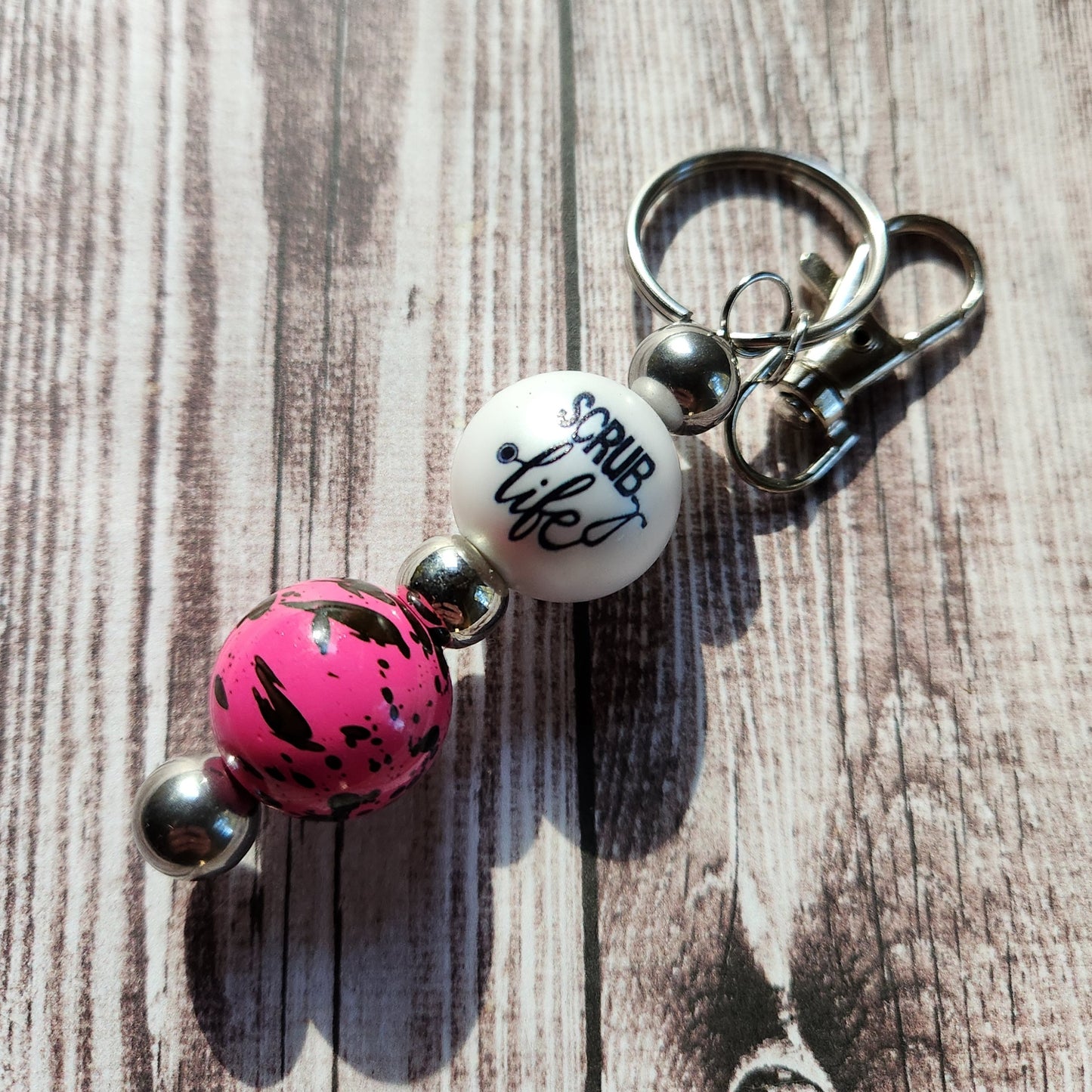 Scrub Life Hot Pink Splatter Keychain