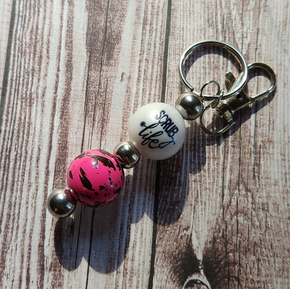 Scrub Life Hot Pink Splatter Keychain